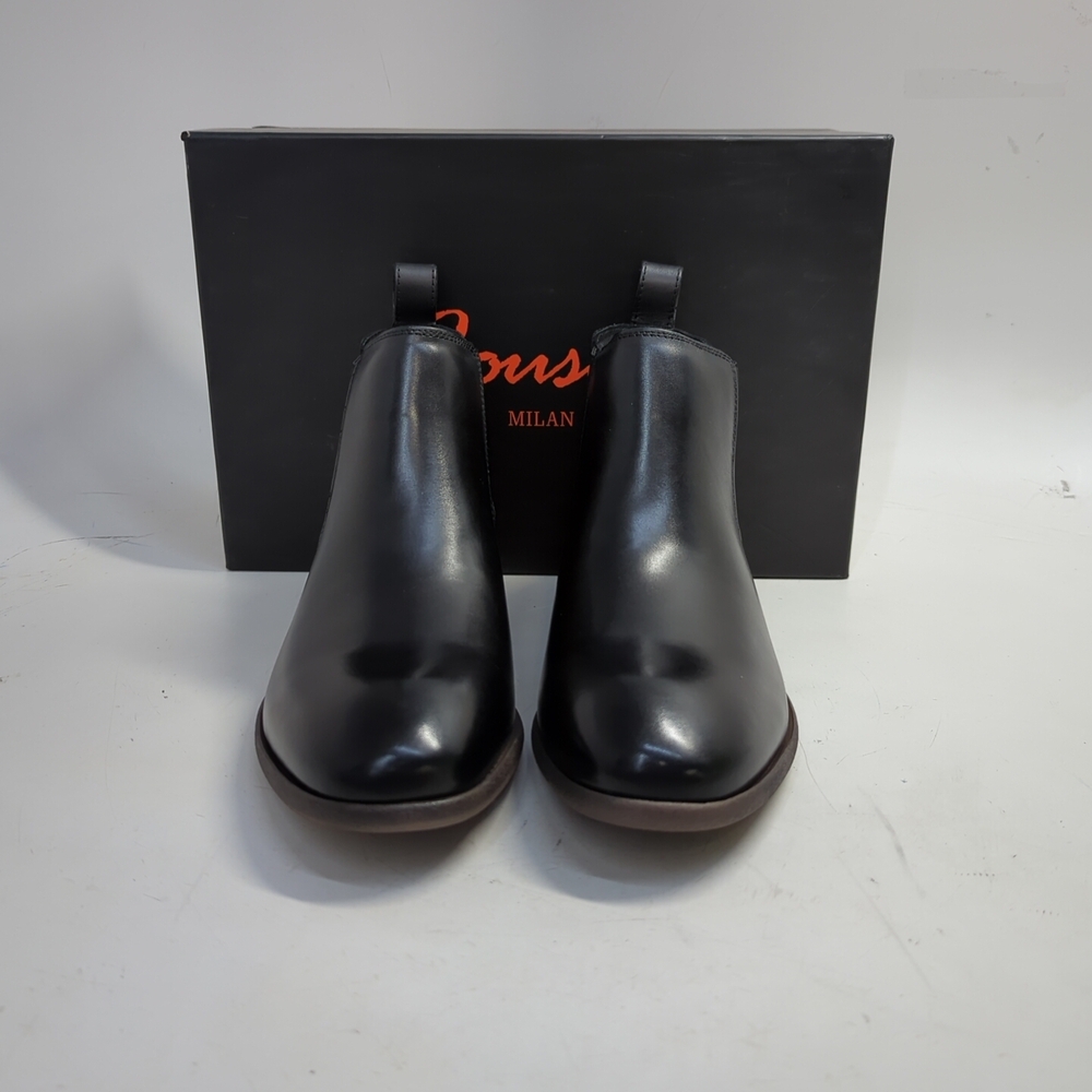 Jousen Milan Leather Pull On Men's Chelsea Ankle Boots Size 9 Black